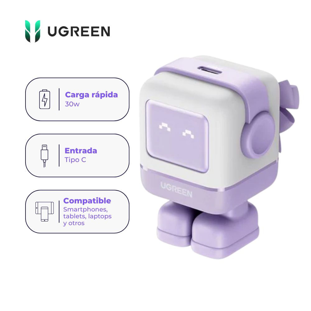 Cargador UGREEN Nexode CD359 30W GaN USB-C Color Purple