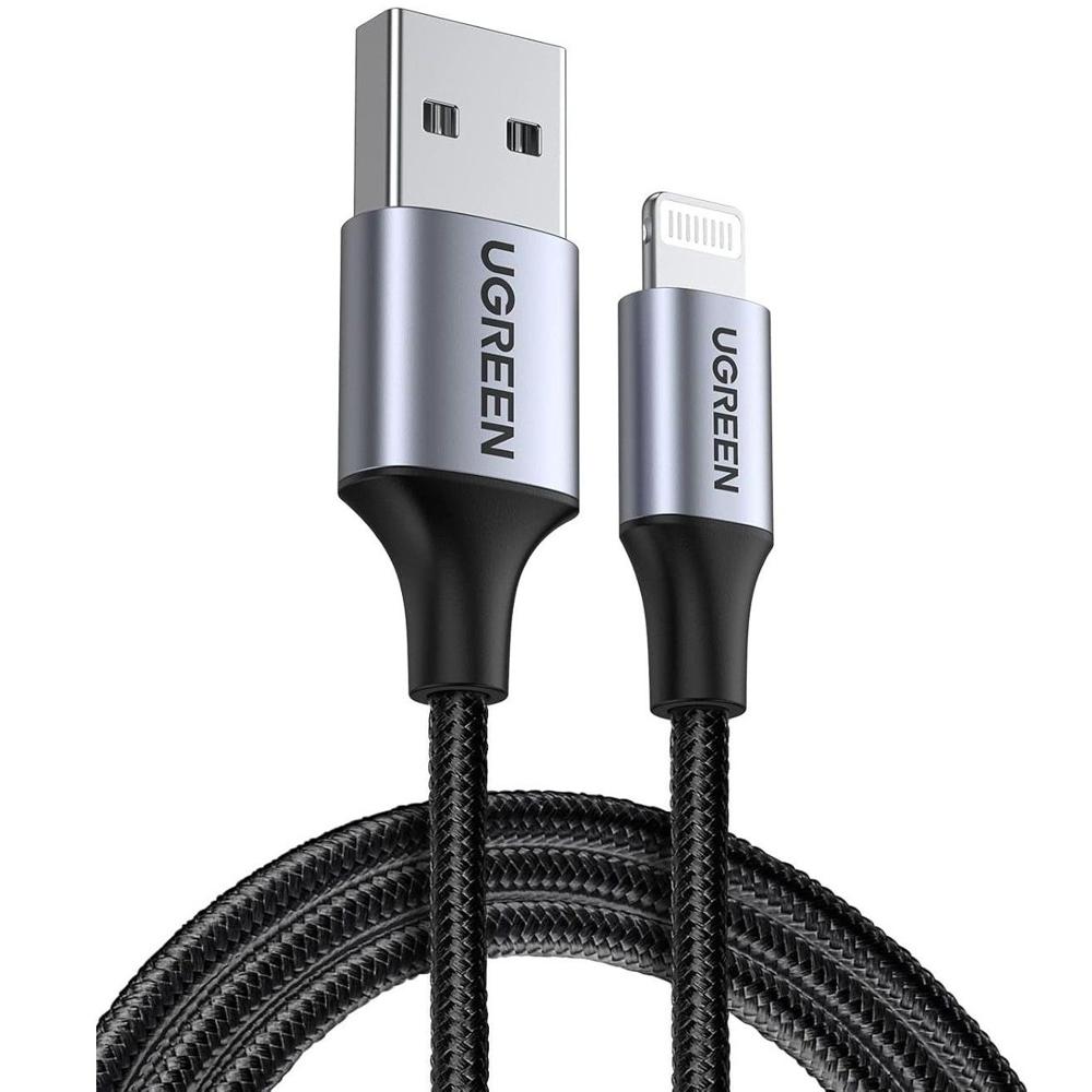 Cable USB a Lightning Aluminio Trenzado 1m Negro UGREEN US199 - 60156
