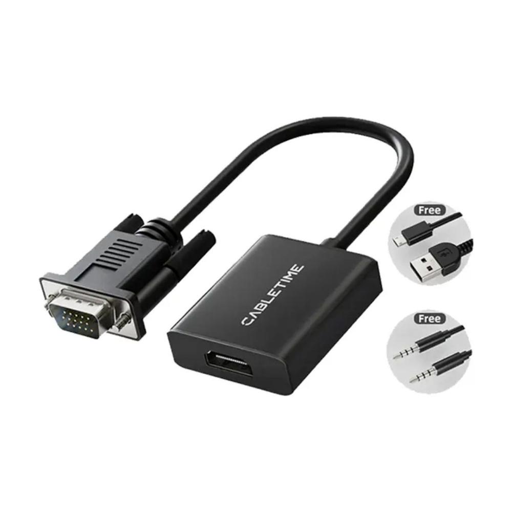 Adaptador de VGA macho a HDMI hembra - CABLETIME | CP54B