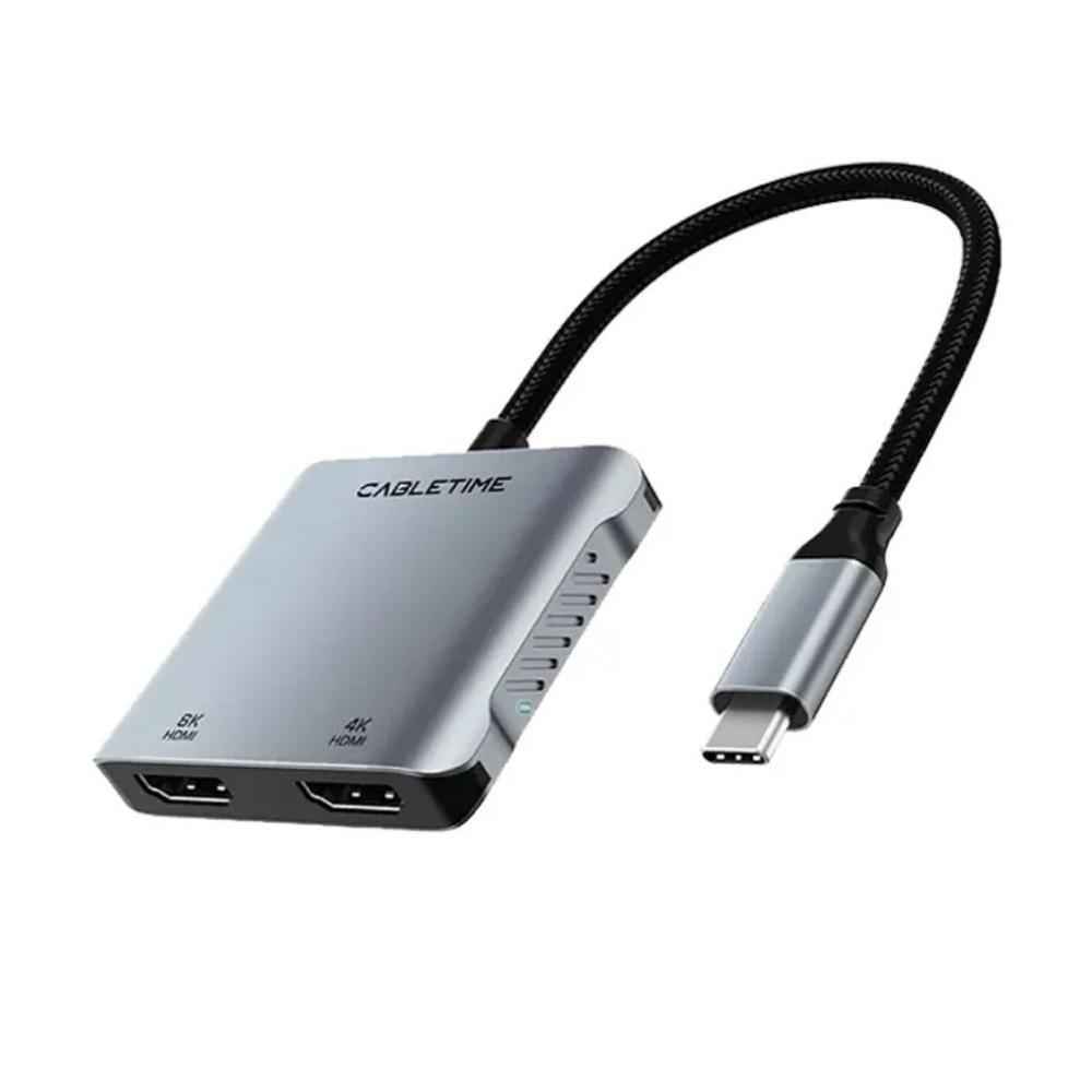 Adaptador de USB-C a HDMI 4K/8K, USB-A, PD 100W - CABLETIME | CB70G