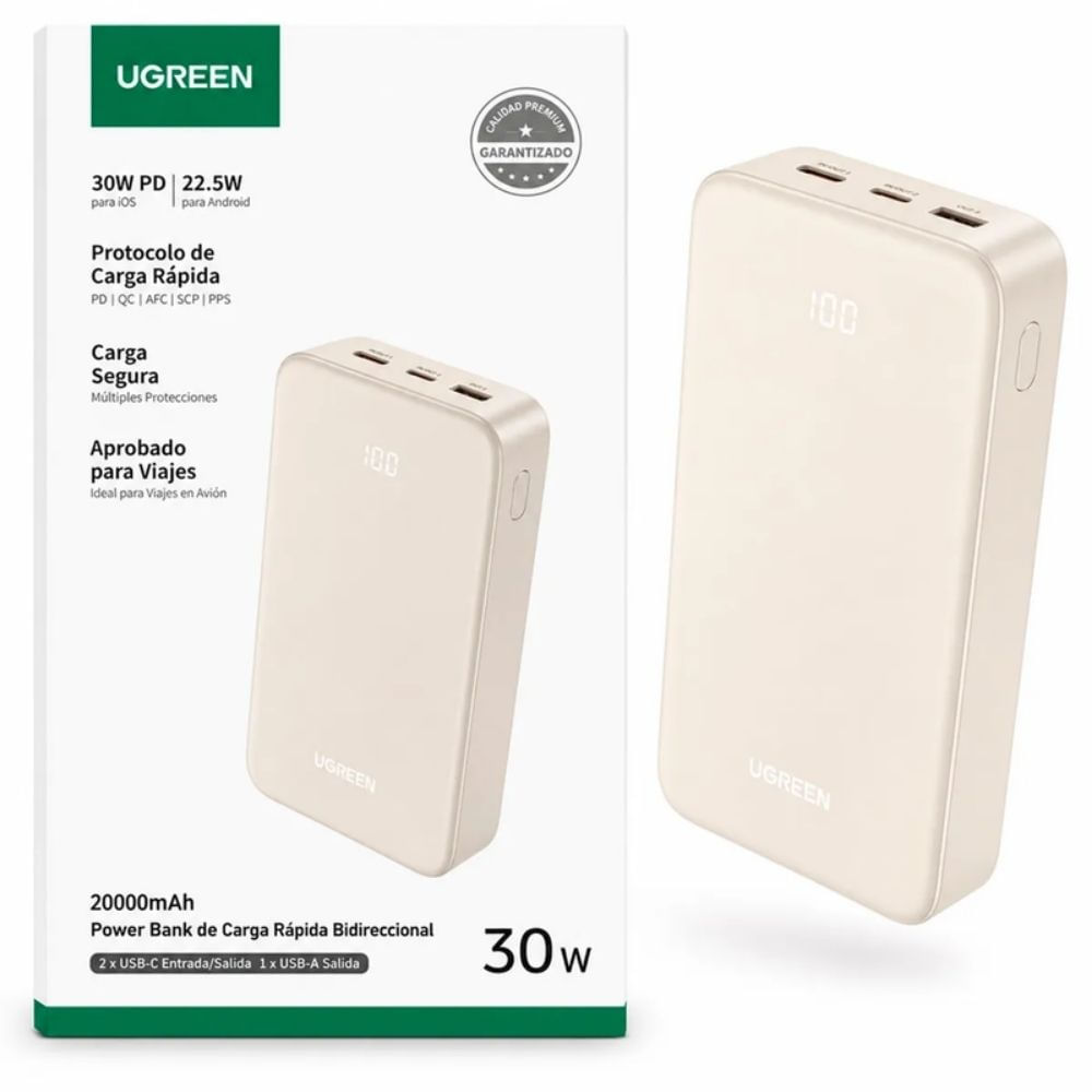 Power Bank UGREEN 30W 20,000 mAh USB-C + USB-A