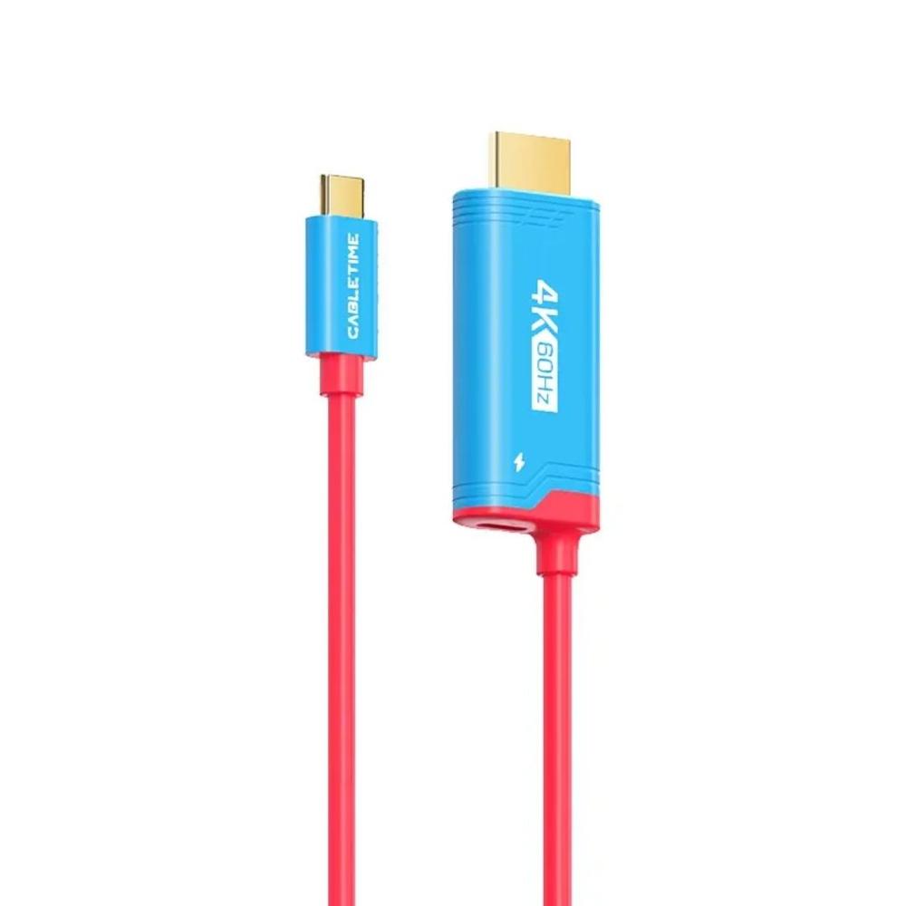 Cable USB-C macho a HDMI macho 4K 60Hz, PD 100W- 2M - CABLETIME | CC16L