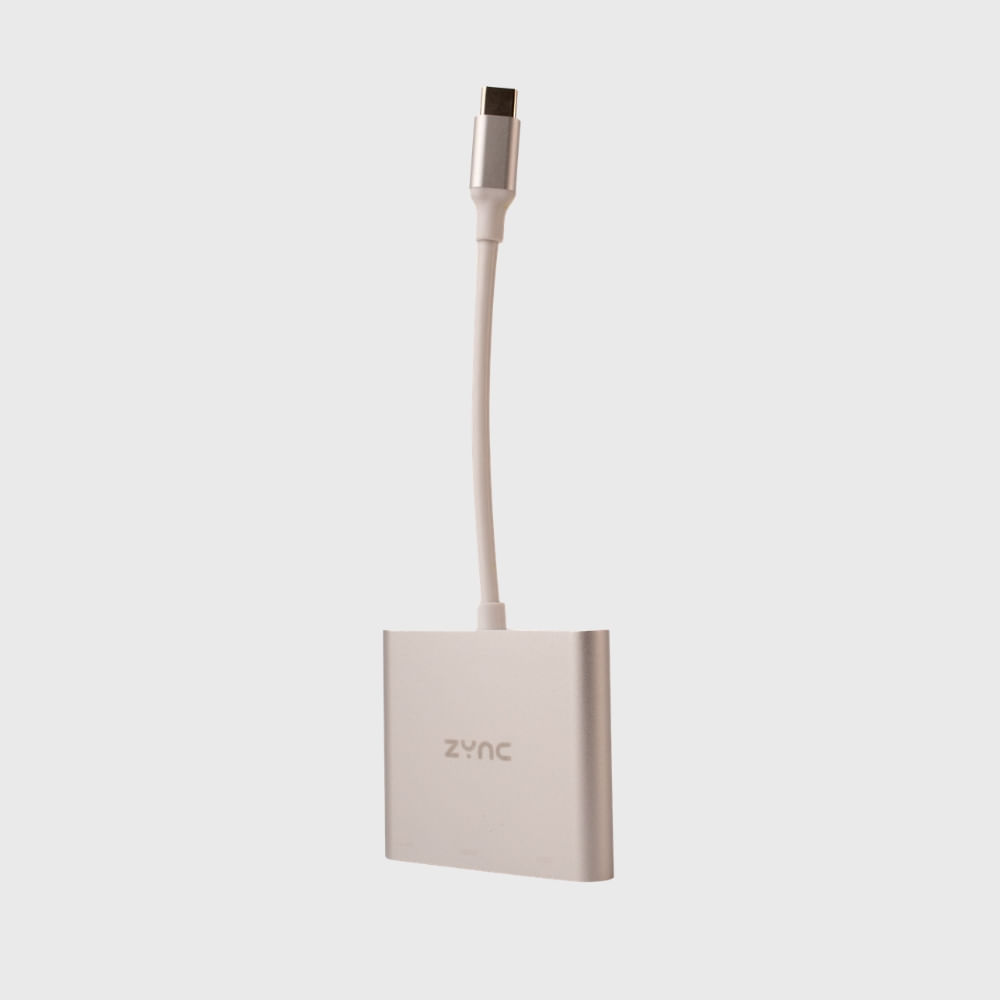 Hub USB-C 3 en 1 HDMI 4K USB 3.0 Salida De 60W Ideal Para Oficina o Estudios ZYN-BZ07