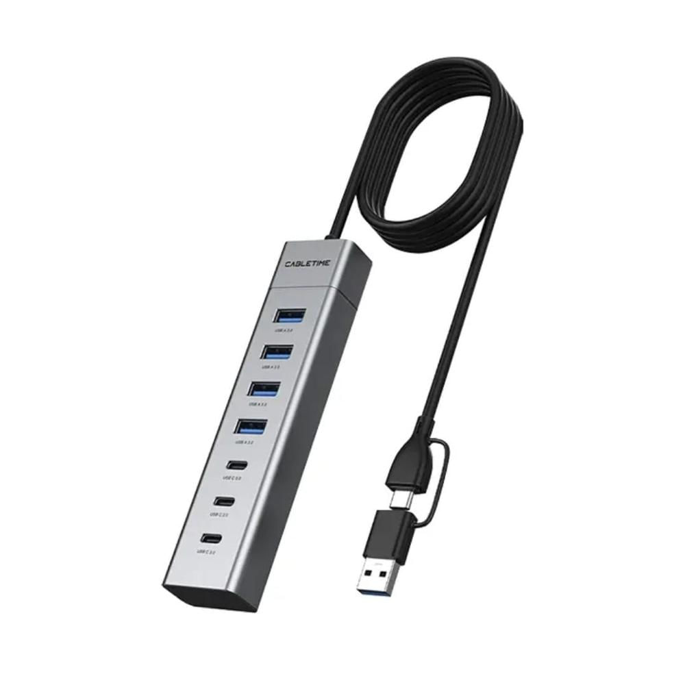 Adaptador Hub Conector USB-A y USB-C 7 en 1 con 4 Puertos- CB58G