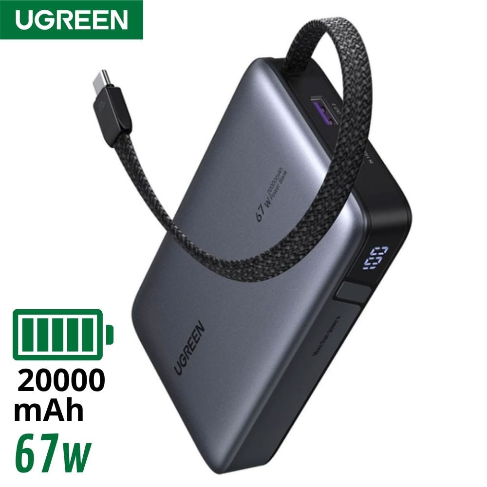 Power Bank UGREEN 20,000 mAh 67W Cable Integrado