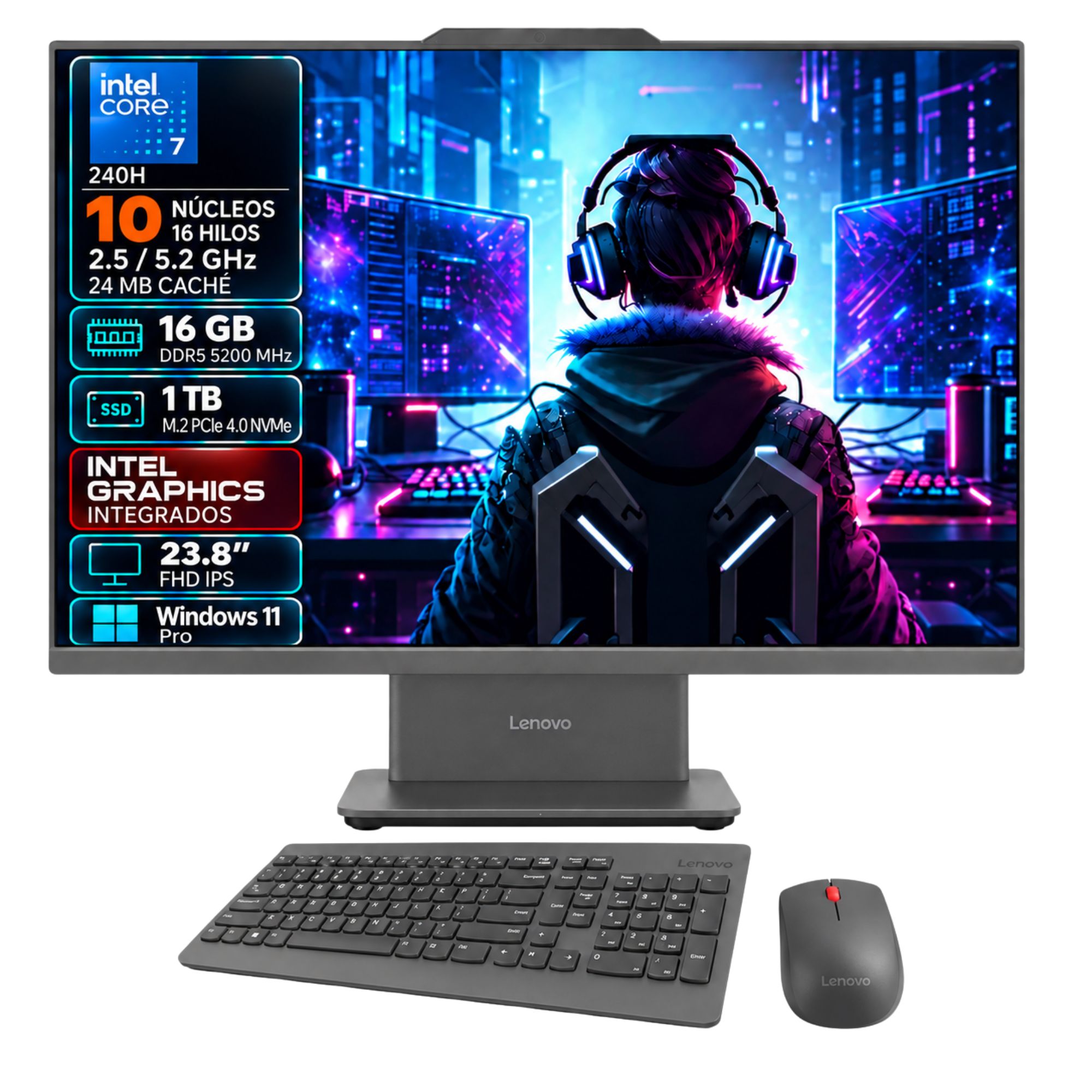 All in one LENOVO THINKCENTRE NEO 50a 24 GEN 5 INTEL CORE 7 Ram 16GB SSD 1TB -12SD009DLS