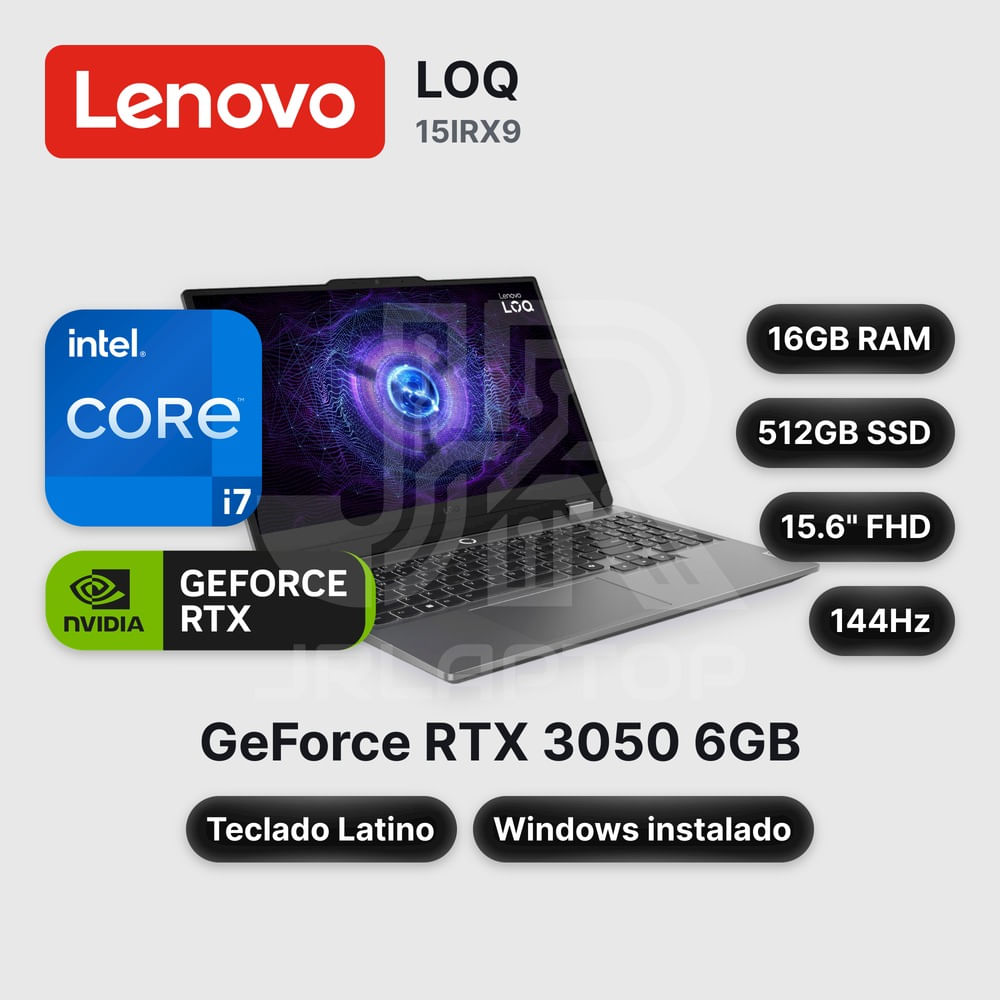 Laptop Lenovo LOQ 15IRX9 Core I7-13650HX 16GB 512GB SSD RTX 3050 15.6"" (83DV0184LM)
