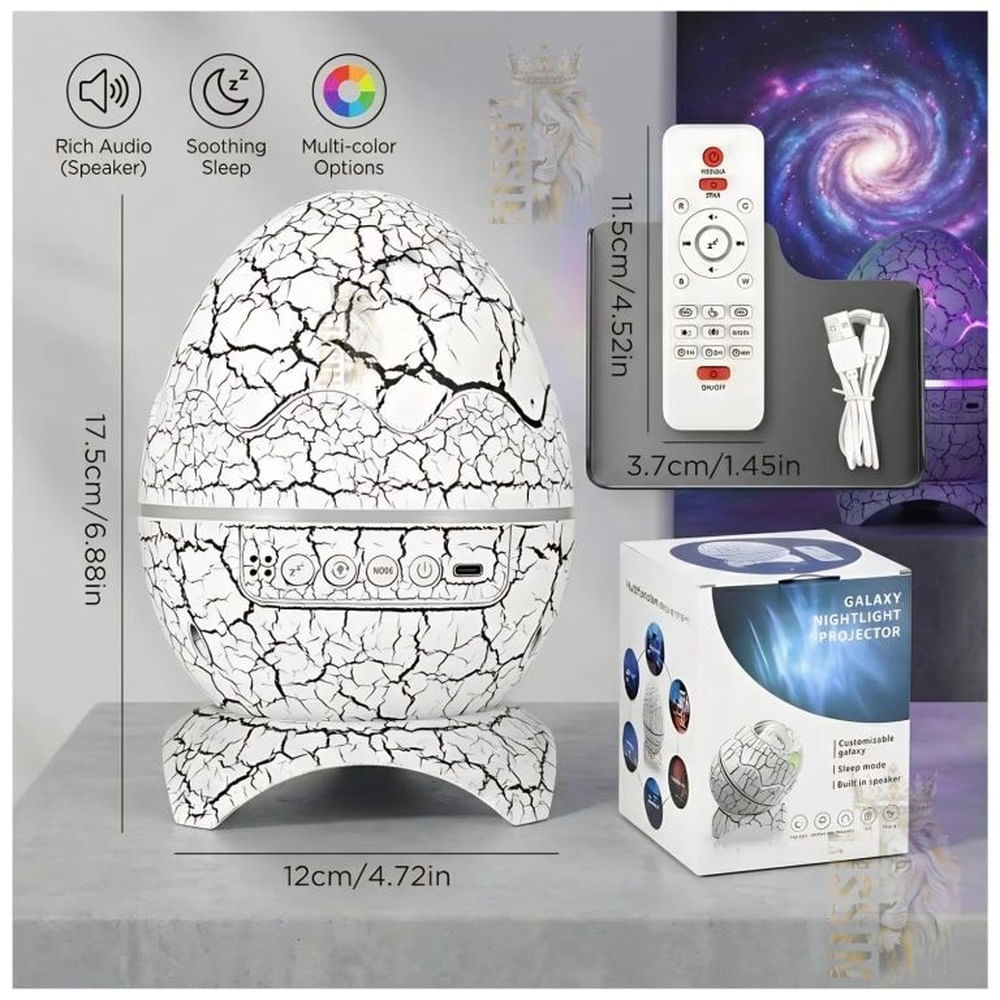 LAMPARA PARLANTE GALAXIA INTELIGENTE DISEÑO HUEVO DE DINOSAURIO CON BLUETOOTH