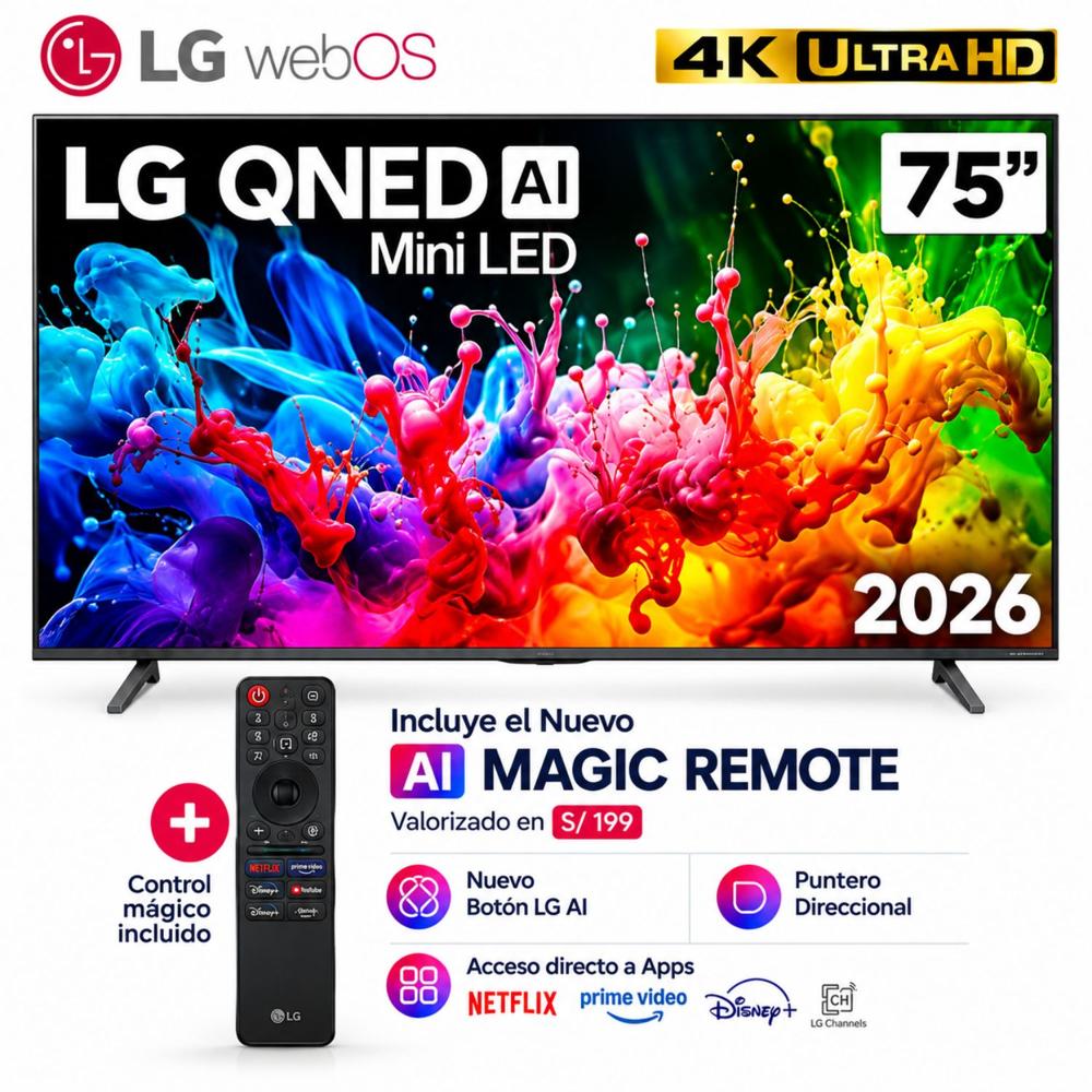 Televisor 75 4K UHD QNED MiniLED Negro LG 75QNED65BSA 2026