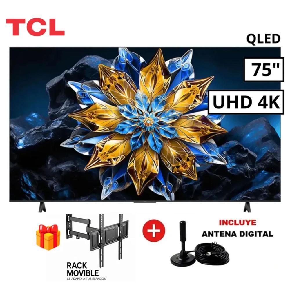 TELEVISOR TCL QLED 75 75T6C UHD 4K SMART TV - RACK