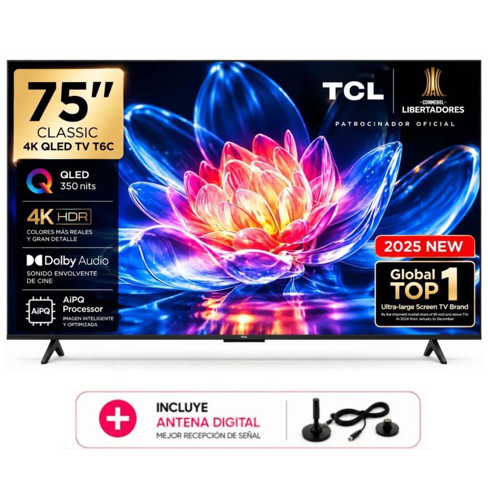 TELEVISOR TCL 75 QLED UHD 4K MOD 75T6C - ANTENA