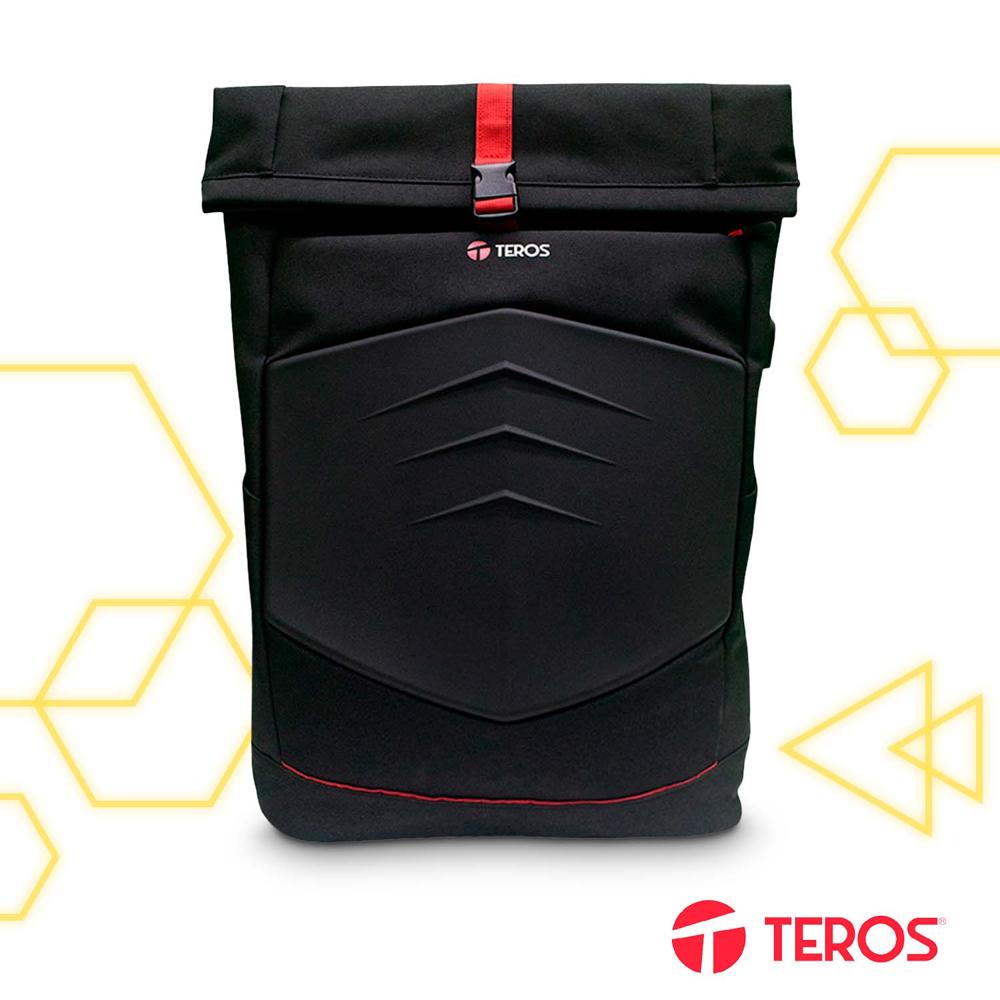 Mochila Gamer Teros TE-IDS18588 para Laptop 15.6 Negro Rojo