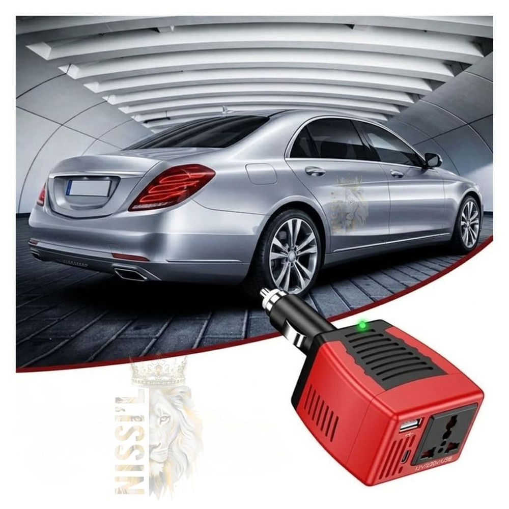INVERSOR UNIVERSAL DE CORRIENTE PARA AUT0 DE 12V A 220V ENTRADA USB Y CARGADOR