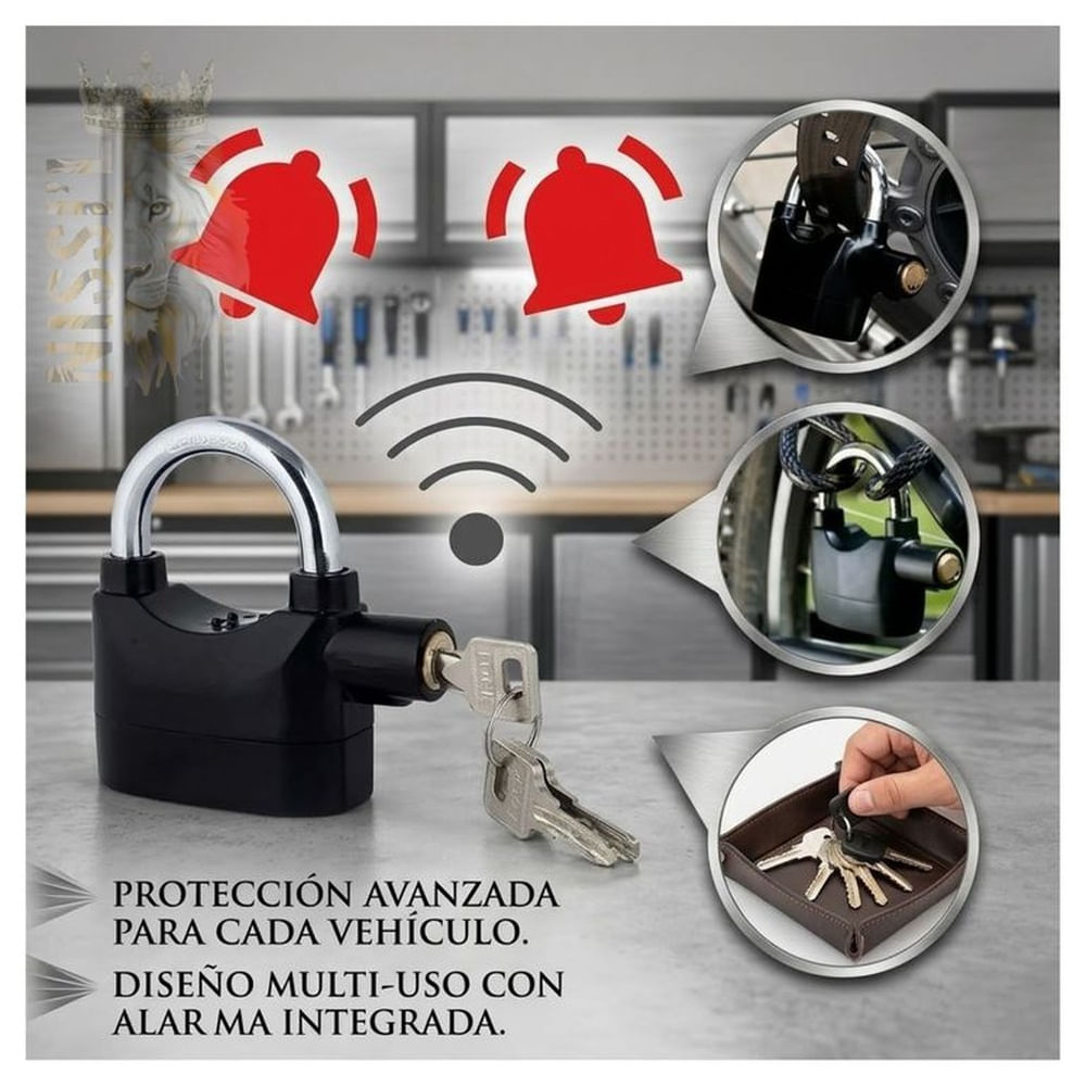 CANDADO CON ALARMA PARA MOTO BICICLETAS PUERTAS PREMIUN