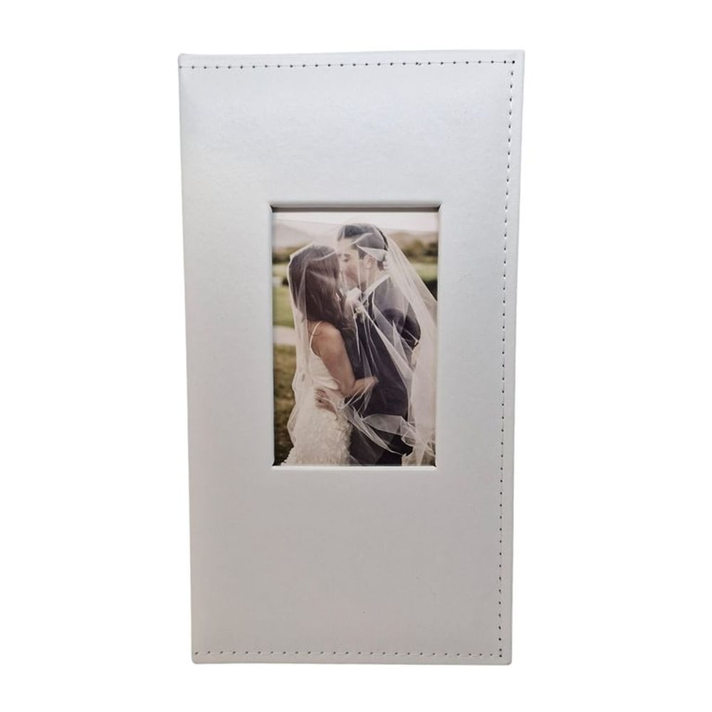 Album de Cuero Sintético (Blanco) con ventana para 300 fotos 10x15