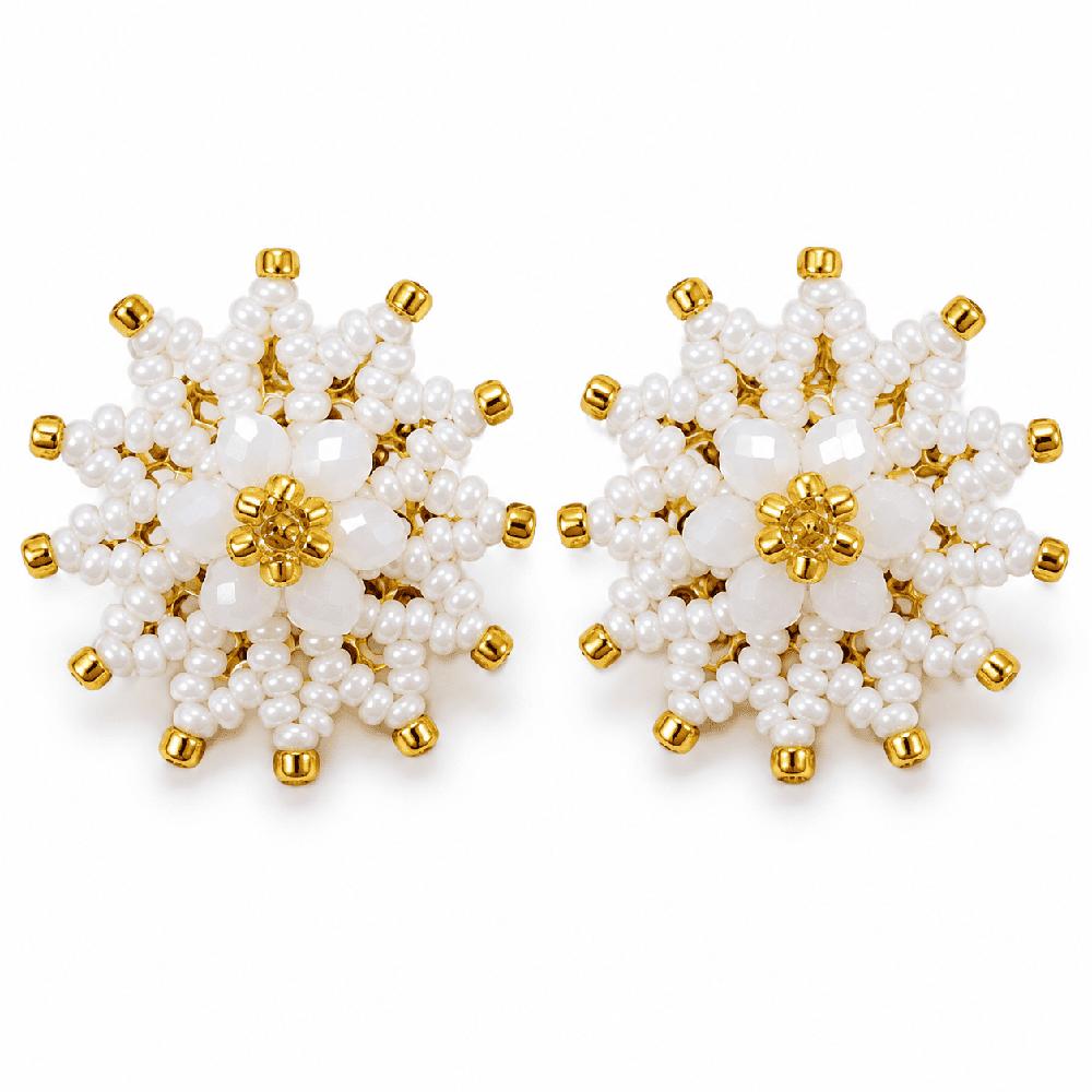 Aretes flor de luz tejidos