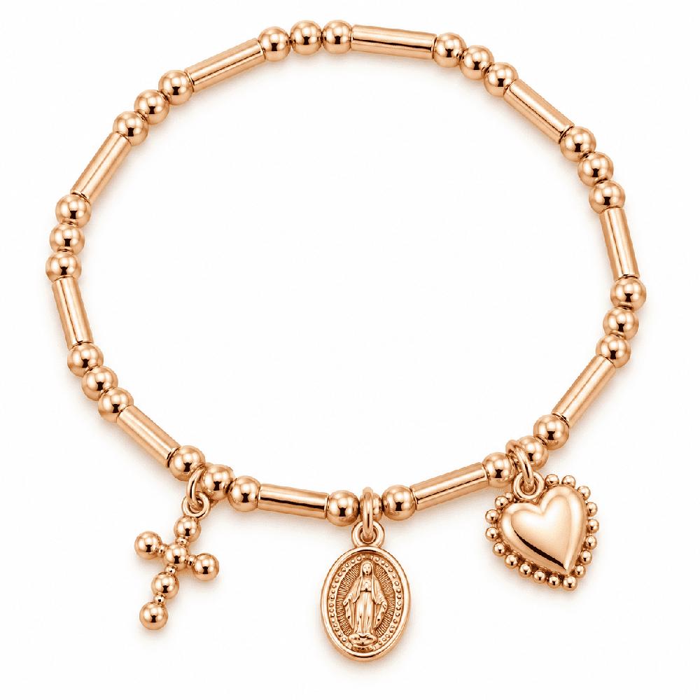 Pulsera Rosa Devoción de acero enchapado en oro rosa