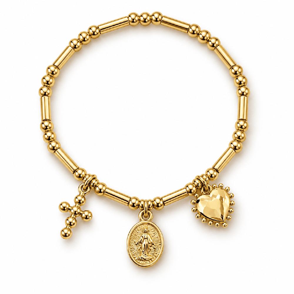 Pulsera Fe Dorada de acero enchapado en oro de 18k