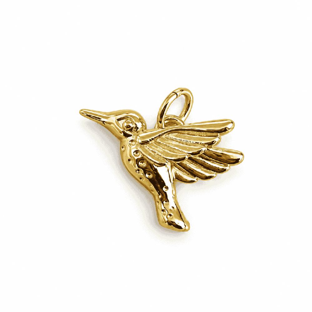 Dije Colibrí Dorado de acero enchapado en oro de 18k