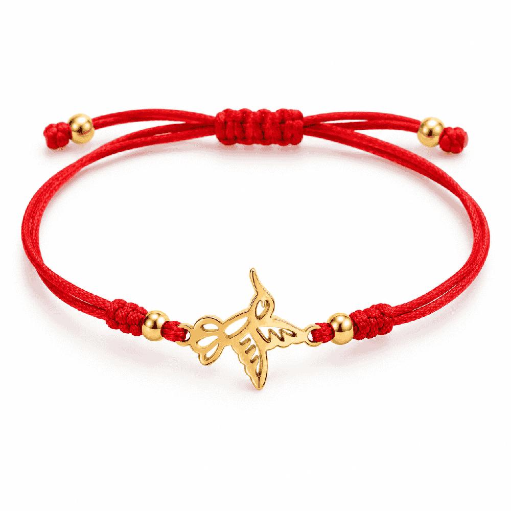 Pulsera Colibrí Rojo de acero enchapado en oro de 18k