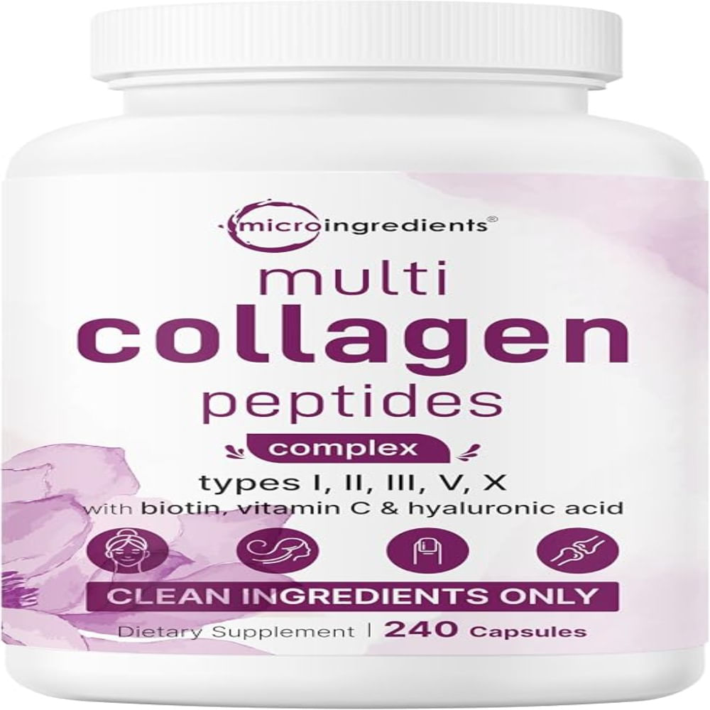 Micro Ingredients Píldoras de péptidos de colágeno múltiple 240 cápsulas