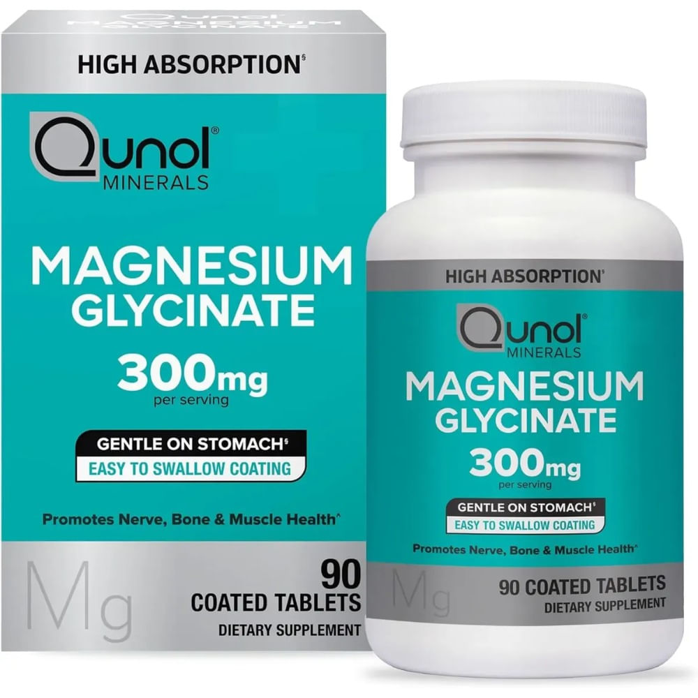 Qunol Magnesium Glycinate 300 mg Magnesio Glicinato Quelado90 Tabletas