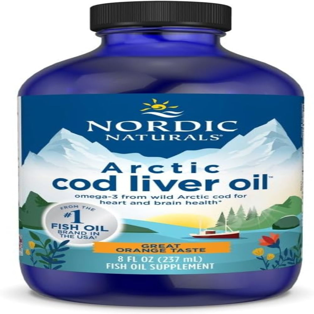Nordic Naturals Aceite de hígado de bacalao ártico naranja 8 onzas 1060 mg de Omega-3