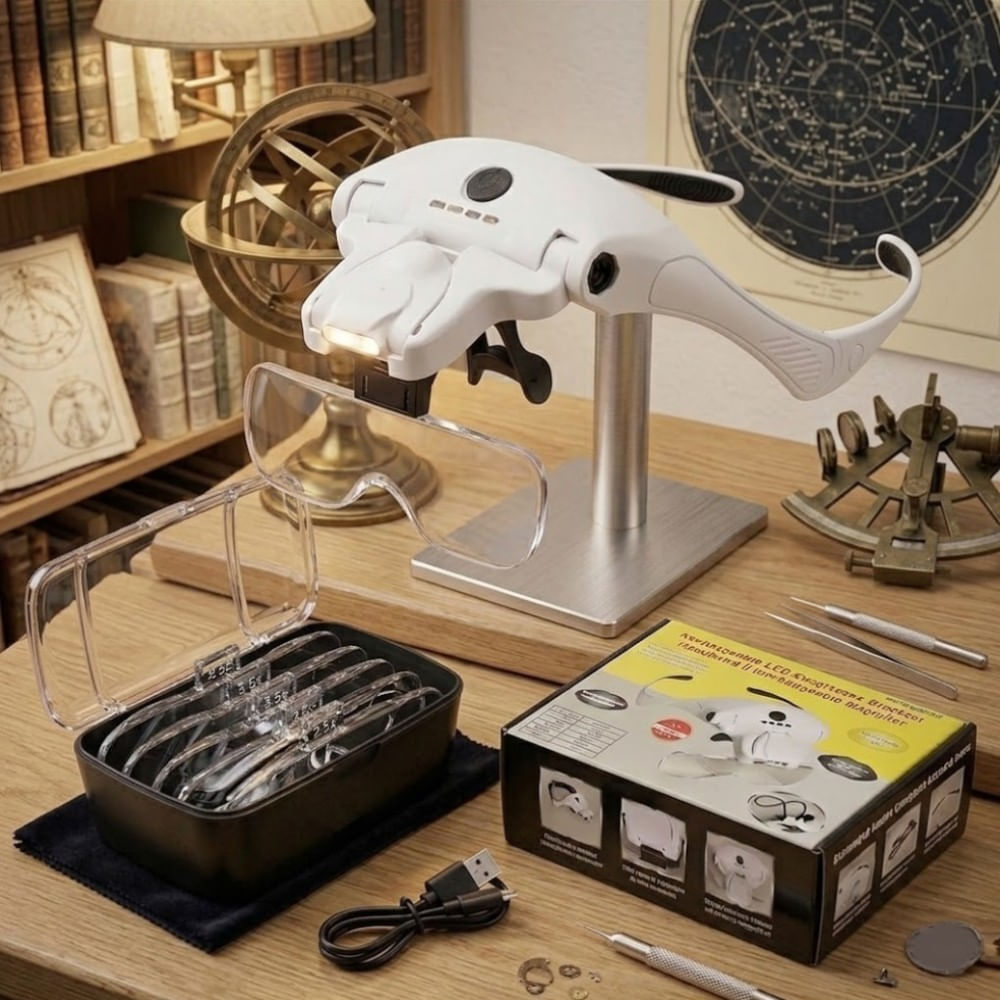 Lupa De Cabeza 4 Luces Led con 5 Lentes De Aumento