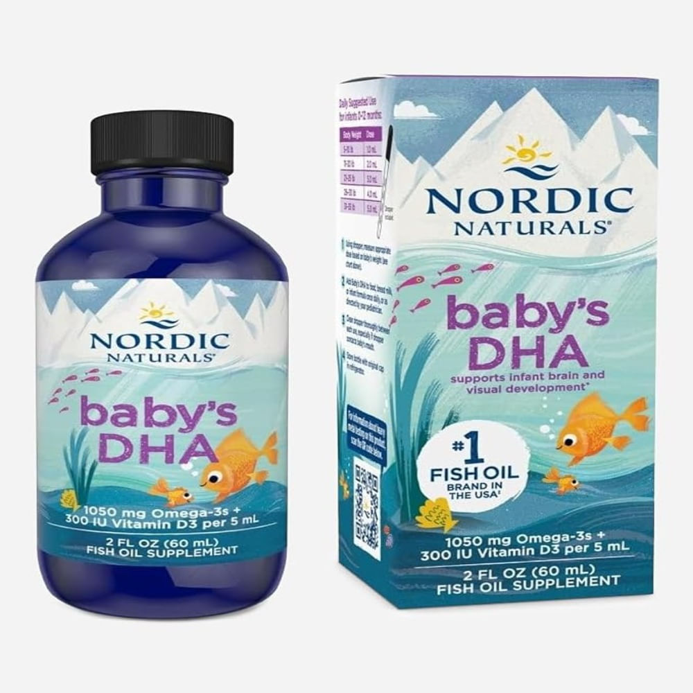 baby Nordic Naturals Babys DHA sin sabor 2 oz  1050 mg Omega3 con 300 UI de vitamina D3