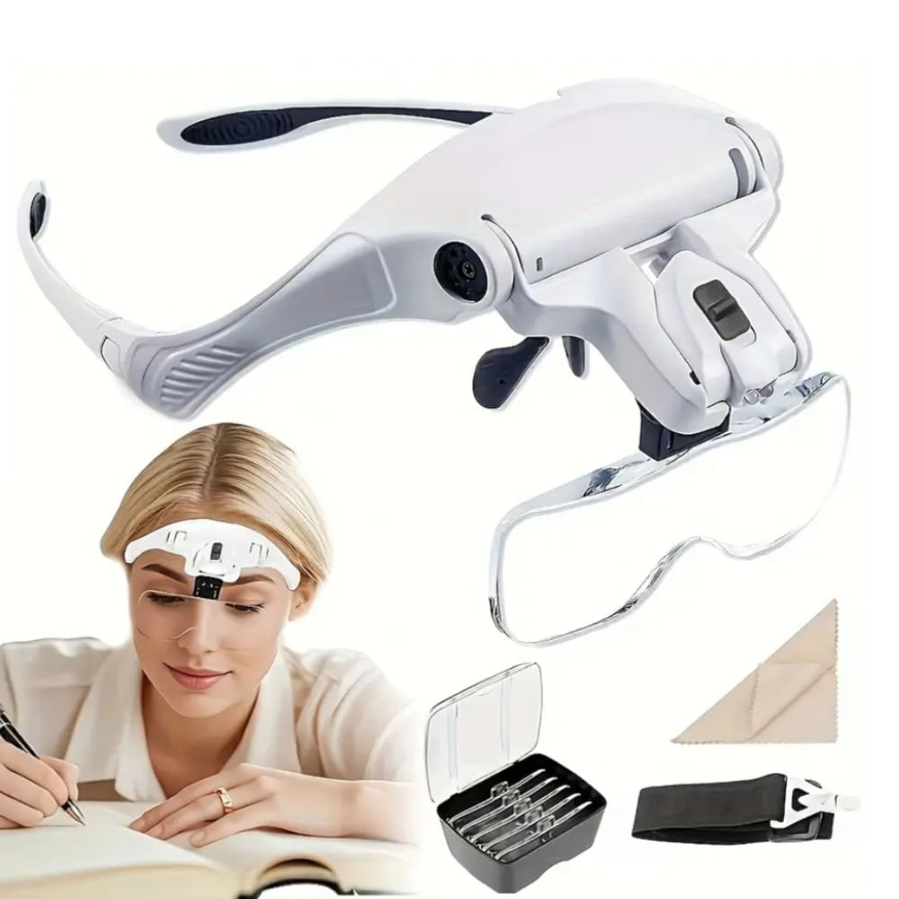 Lupa de cabeza con luz led y 5 lentes intercambiables