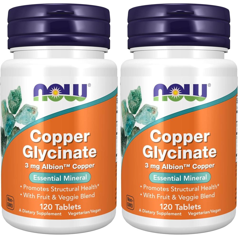GLICINATO DE COBRE NOW FOODS 3 MG 120 TABLETAS | PACK 2
