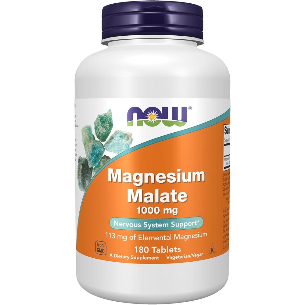 MALATO DE MAGNESIO NOW FOODS 1000 MG 180 TABLETAS