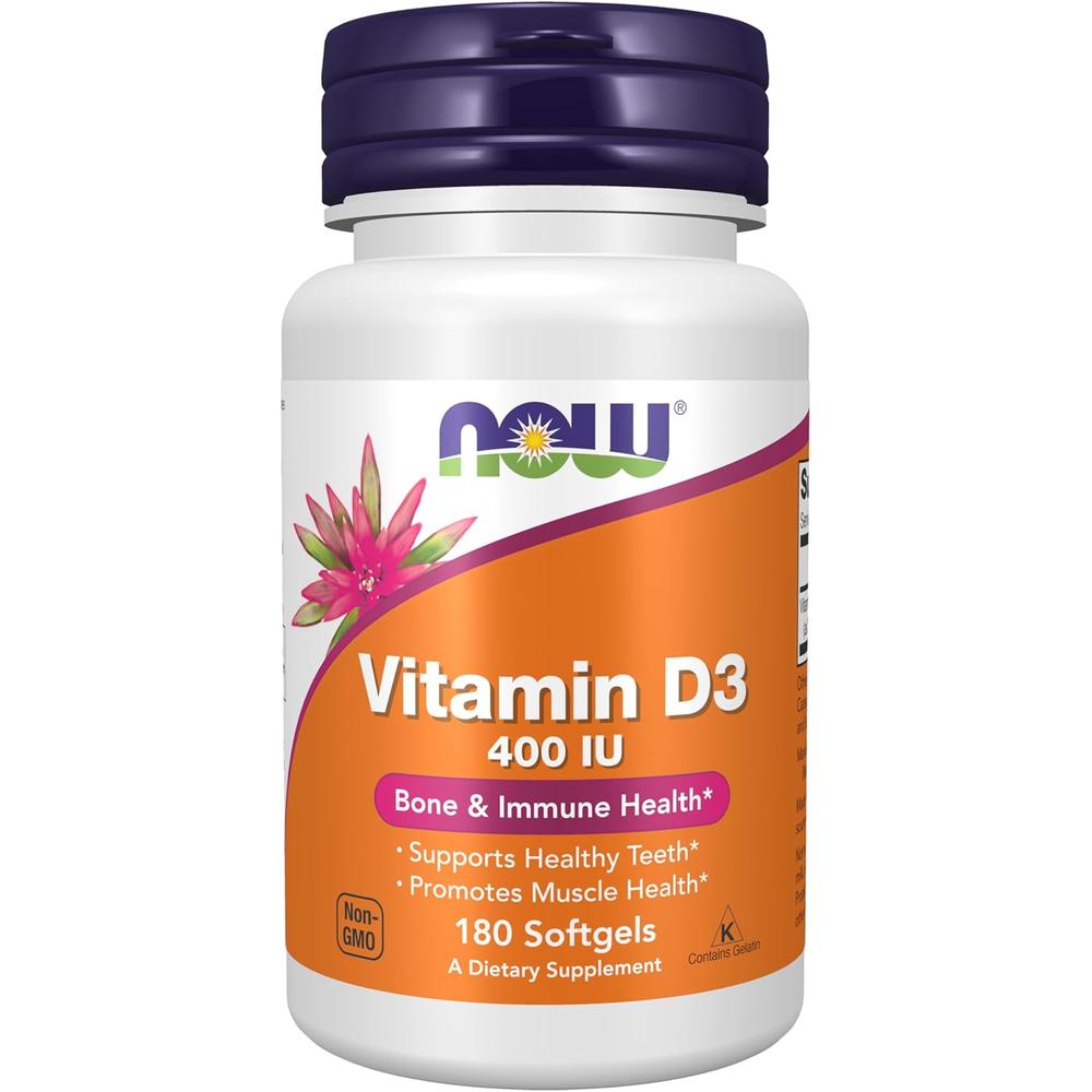 VITAMINA D3 NOW FOODS 400 UI 180 CÁPSULAS BLANDAS