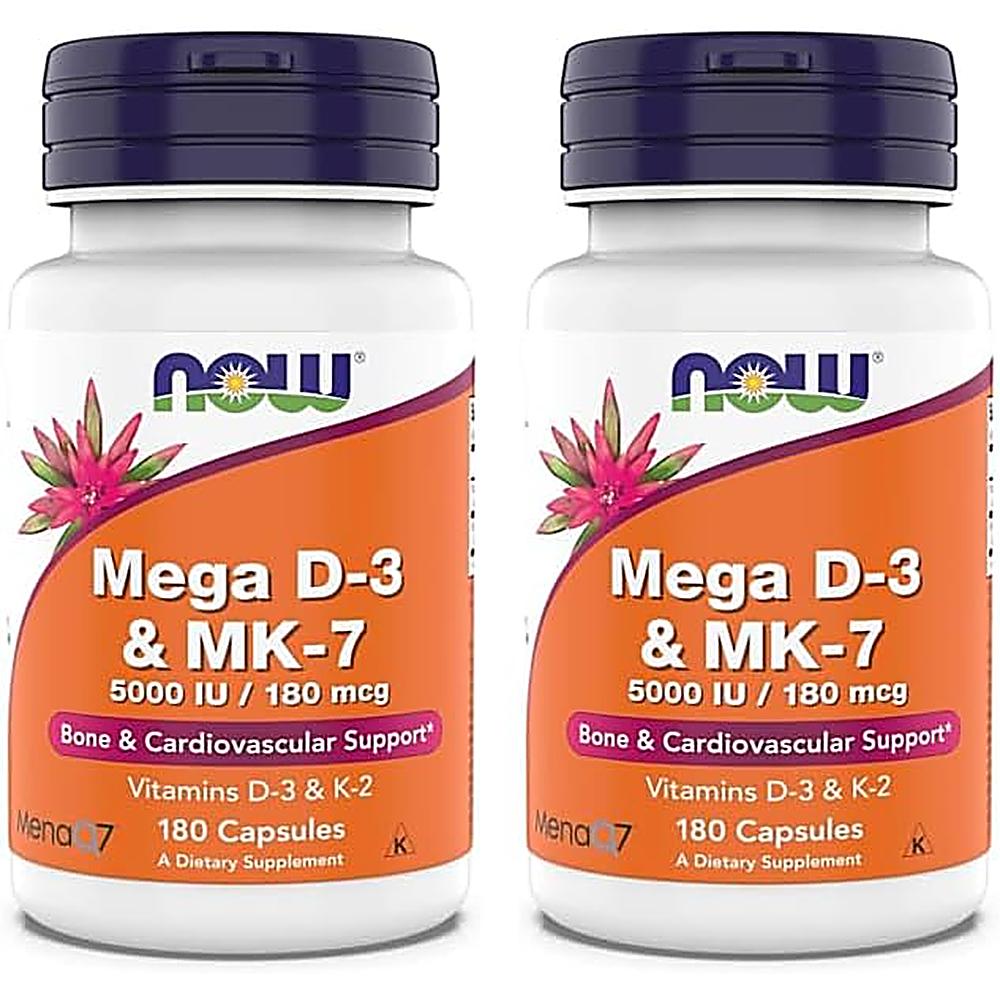 MEGA D3 + MK-7 NOW FOODS 5000 UI / 180 MCG 180 CÁPSULAS | PACK 2