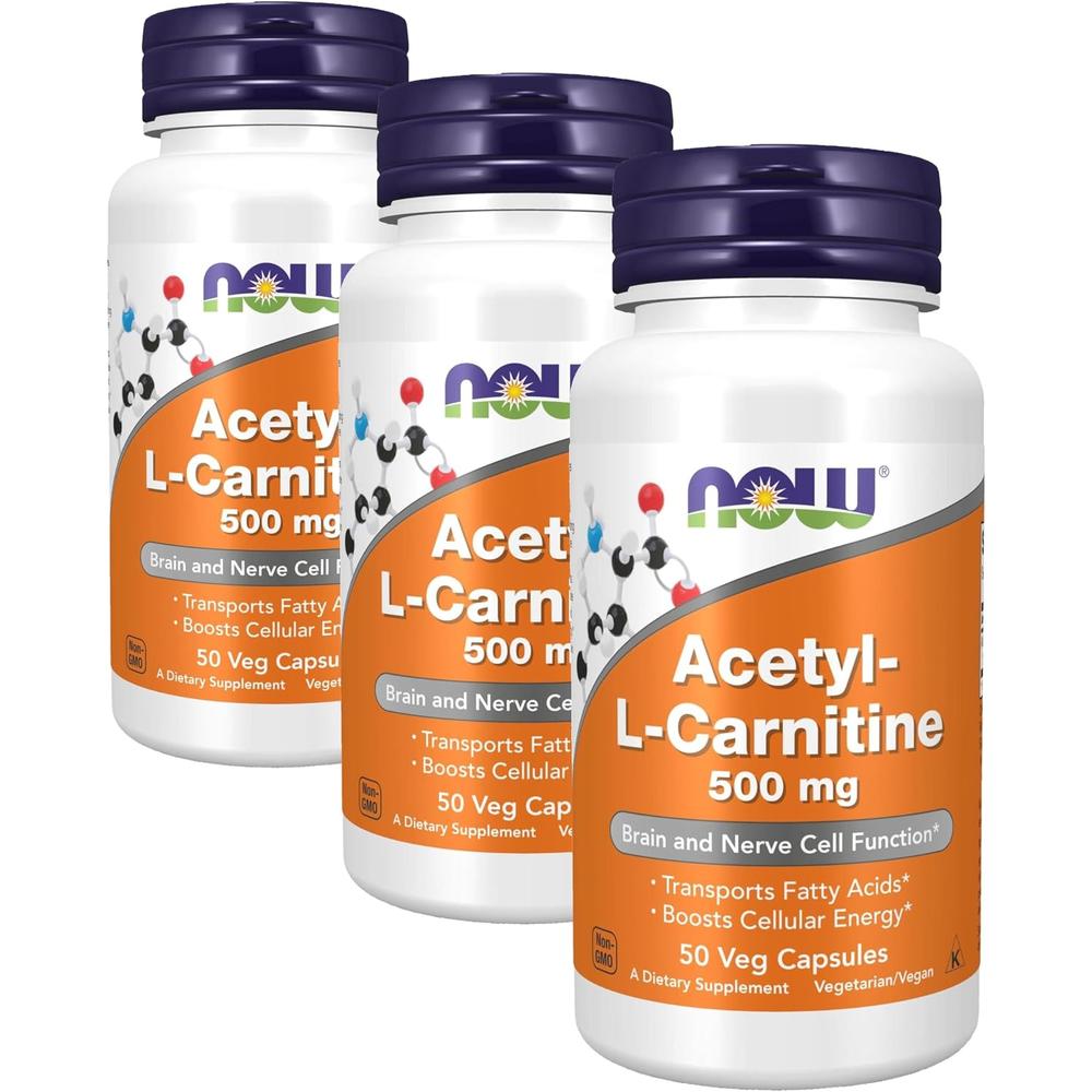 ACETIL L-CARNITINA NOW FOODS 500 MG 50 CÁPSULAS | PACK 3