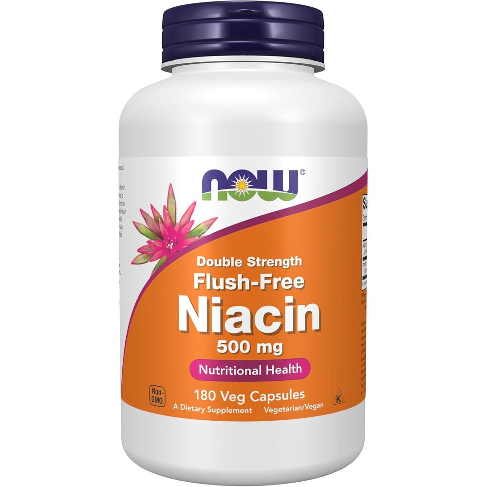 VITAMINA B3 NIACINA NOW FOODS 500 MG 180 CÁPSULAS