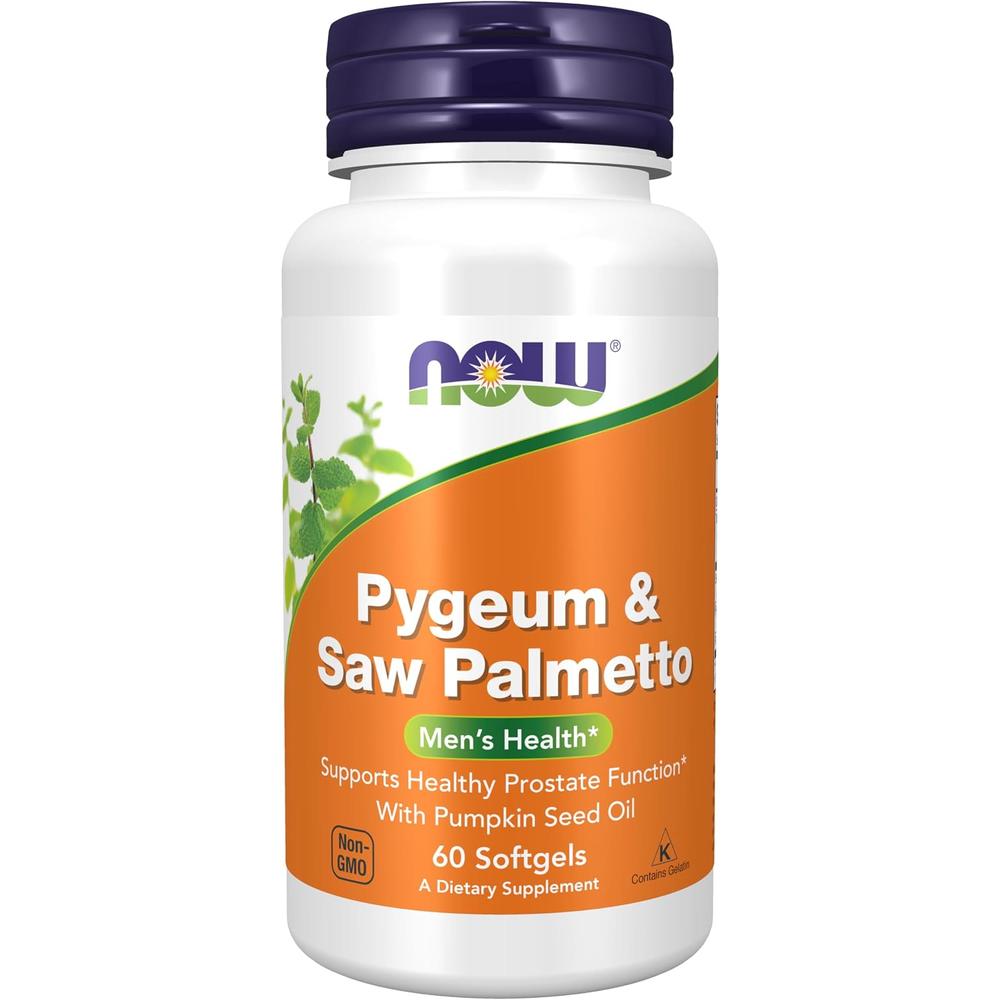 PYGEUM + SAW PALMETTO NOW FOODS CON ACEITE DE SEMILLA DE CALABAZA 60 CÁPSULAS BLANDAS