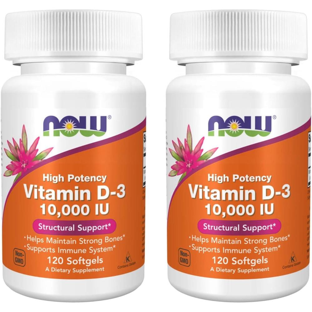 VITAMINA D3 NOW FOODS 10000 UI 120 CÁPSULAS BLANDAS | PACK 2
