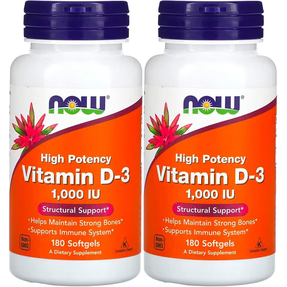 VITAMINA D3 NOW FOODS 1000 UI 180 CÁPSULAS BLANDAS | PACK 2