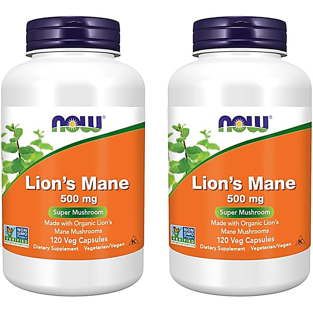 LION'S MANE NOW FOODS 500 MG 120 CÁPSULAS | PACK 2