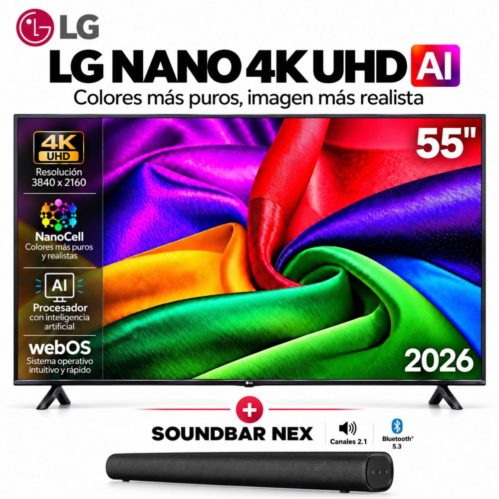 Televisor LG 55 NANO 4K UHD SMART TV 2026 CON SOUNDBAR NEX