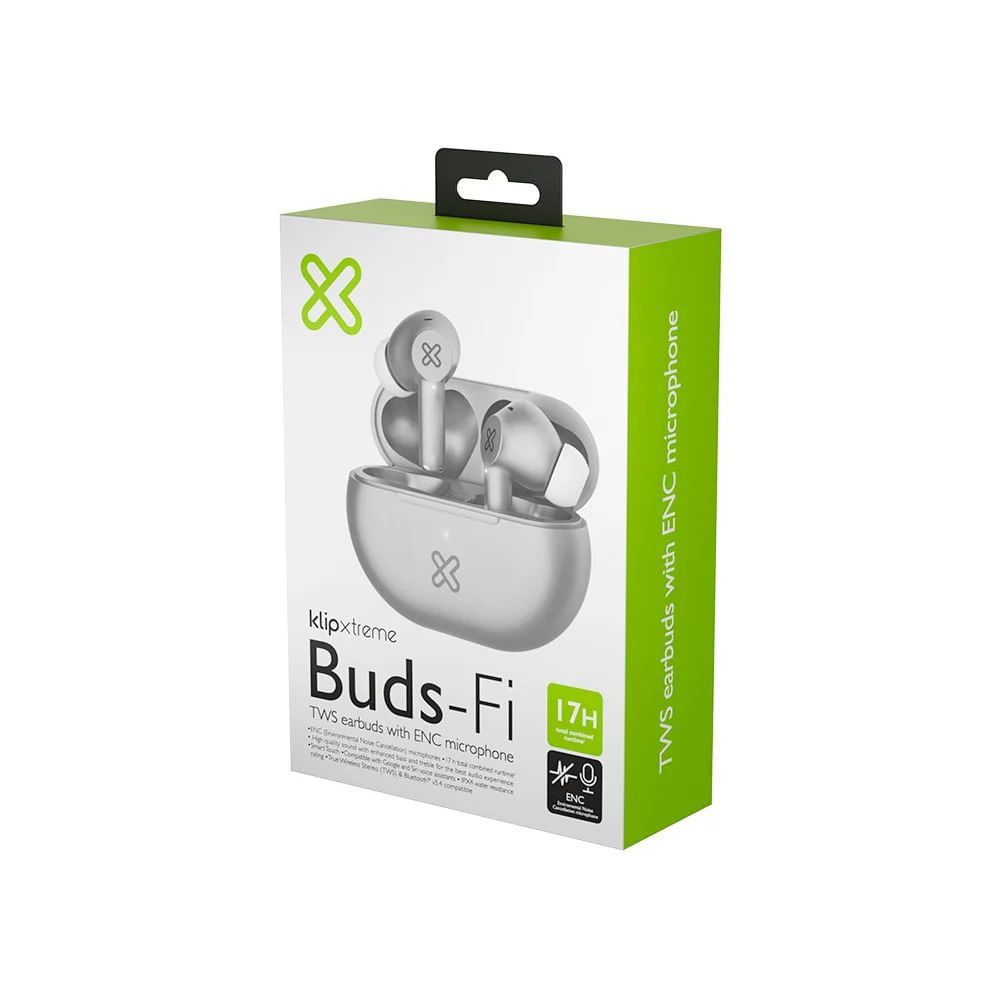 Audífonos Klip Xtreme Buds-Fi TWS Bluetooth 5.4 ENC IPX4 Blanco KTE-015WH
