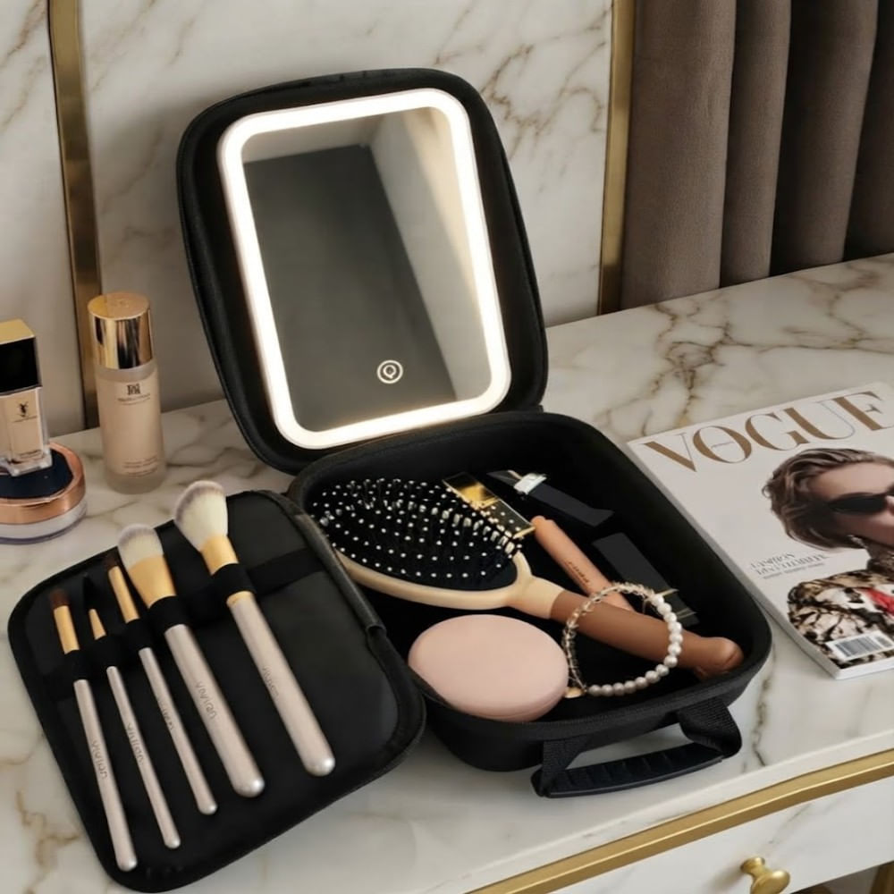 Neceser De Maquillaje Con Espejo Led Maletin organizador de maquillaje