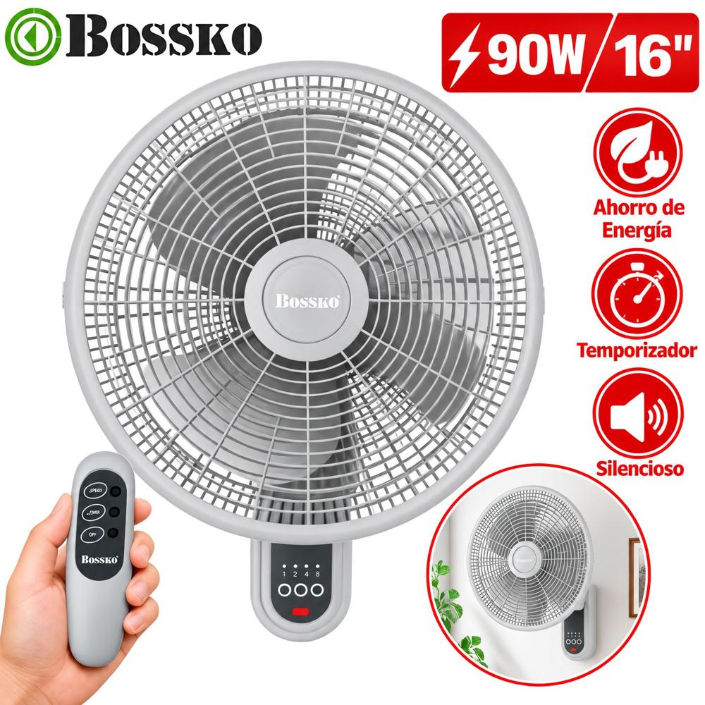 Ventilador de Pared con Control  90 Watts BK-16-8010PD Blanco