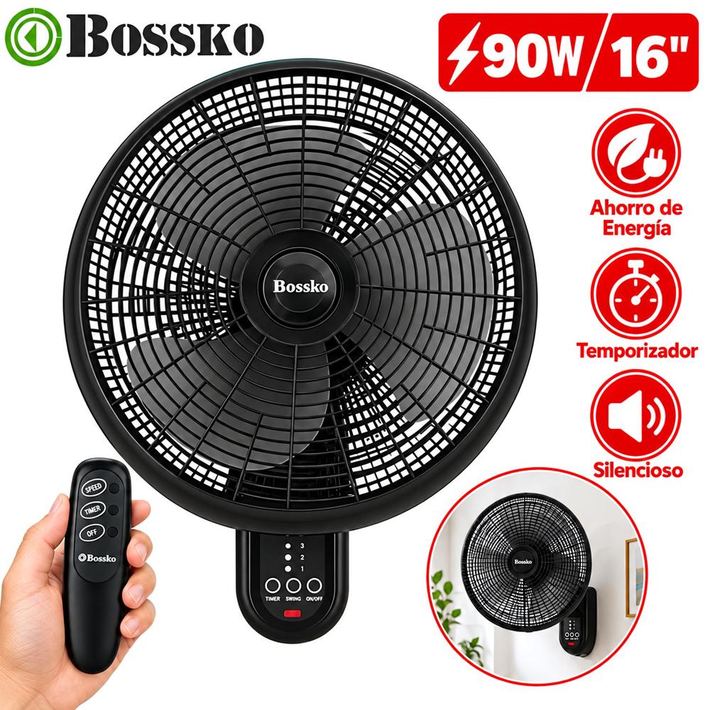 Ventilador de Pared con Control 16"" 90 Watts BK-16-8010PD Negro