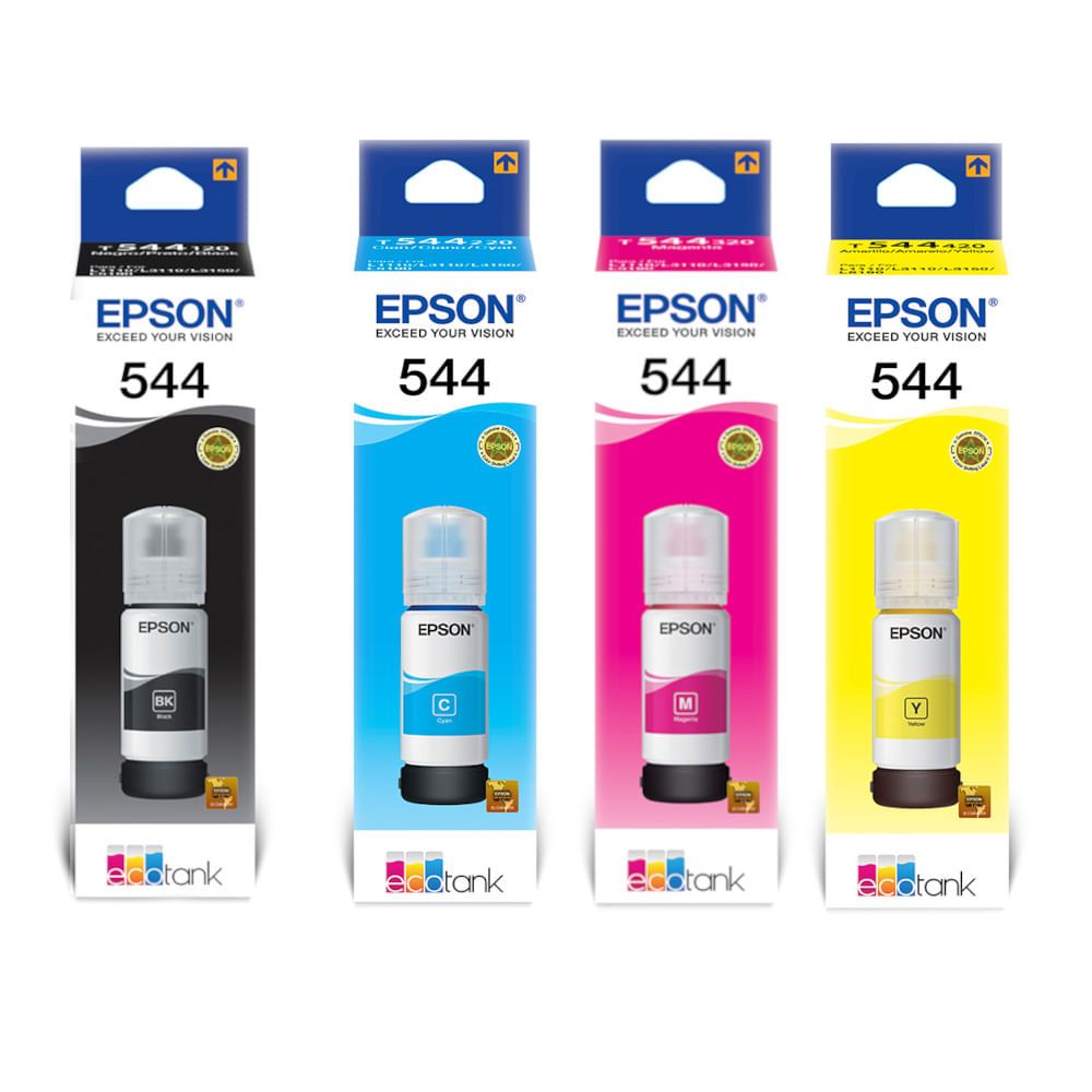 Tinta Epson T544 Pack de 4 Colores Negro Cyan Magenta Amarillo
