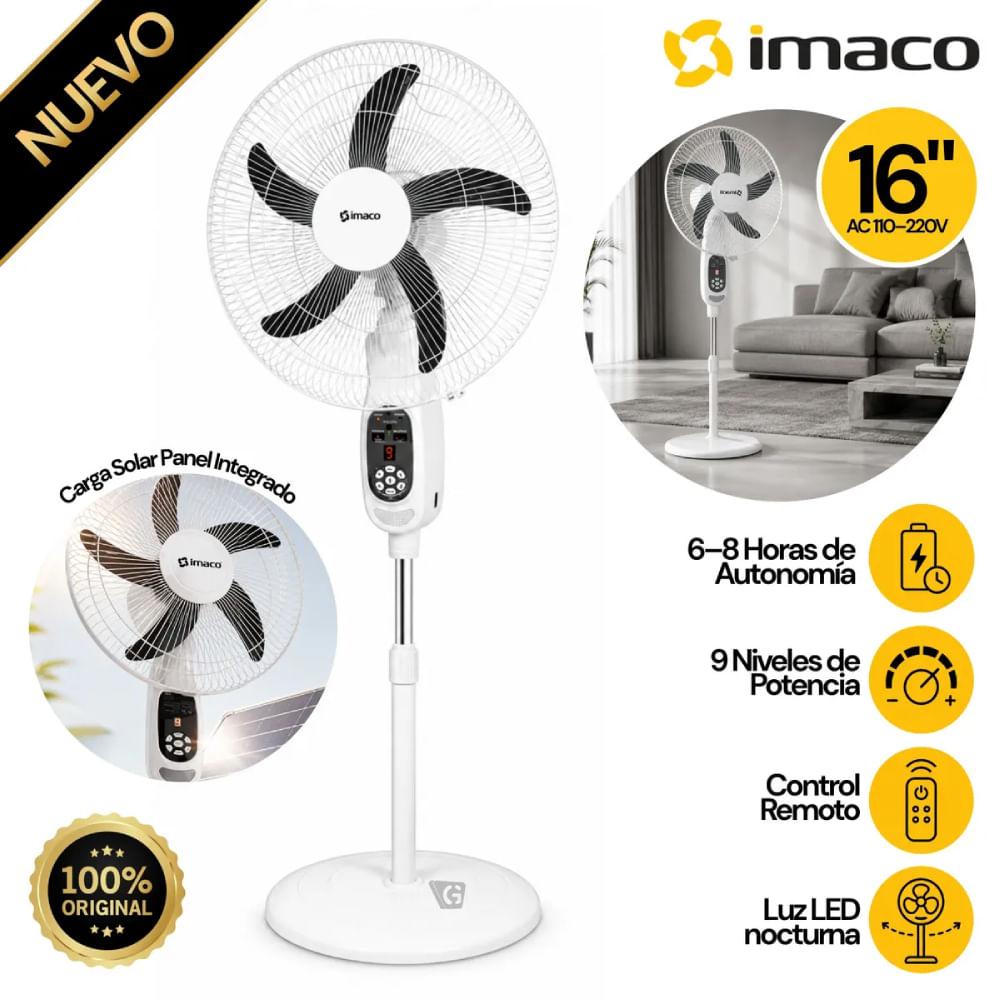 Ventilador 16 Solar Recargable de pedestal  FAN1618SOL