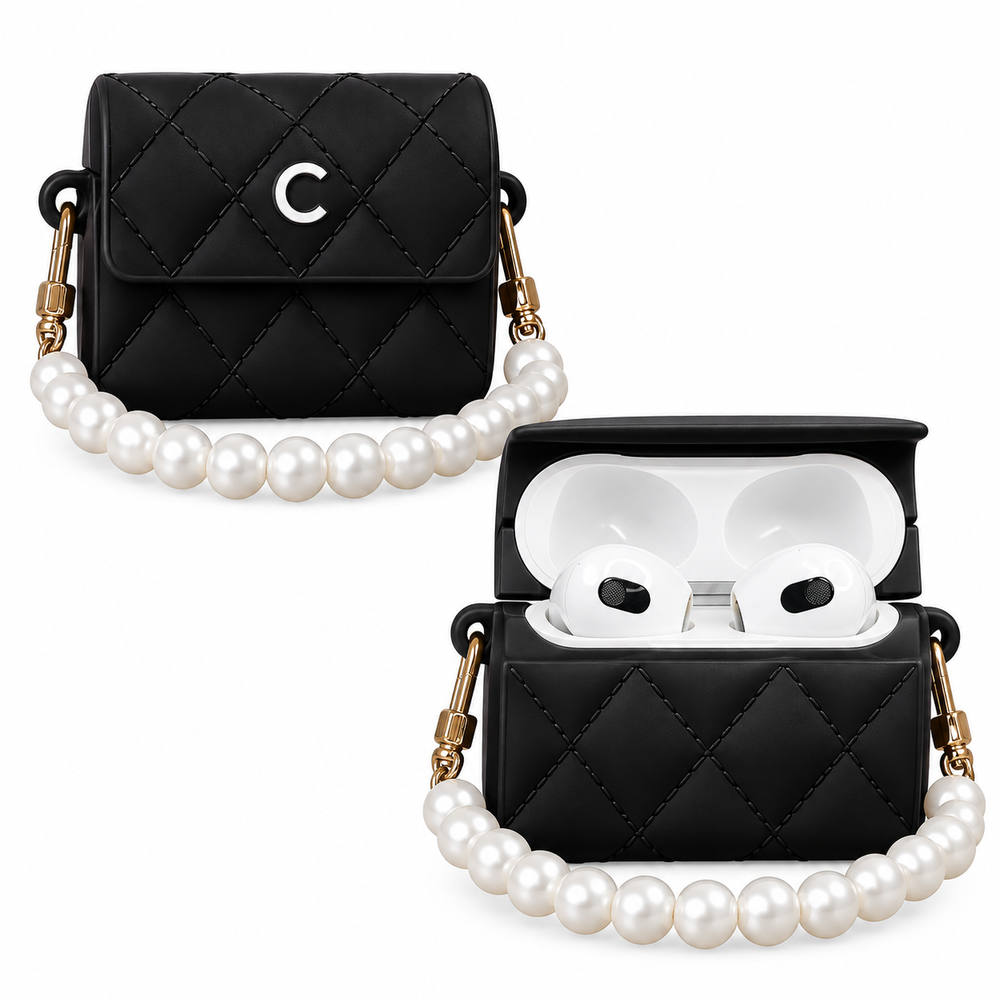Audífonos Bluetooth Inalámbricos con Estuche  Cartera Black