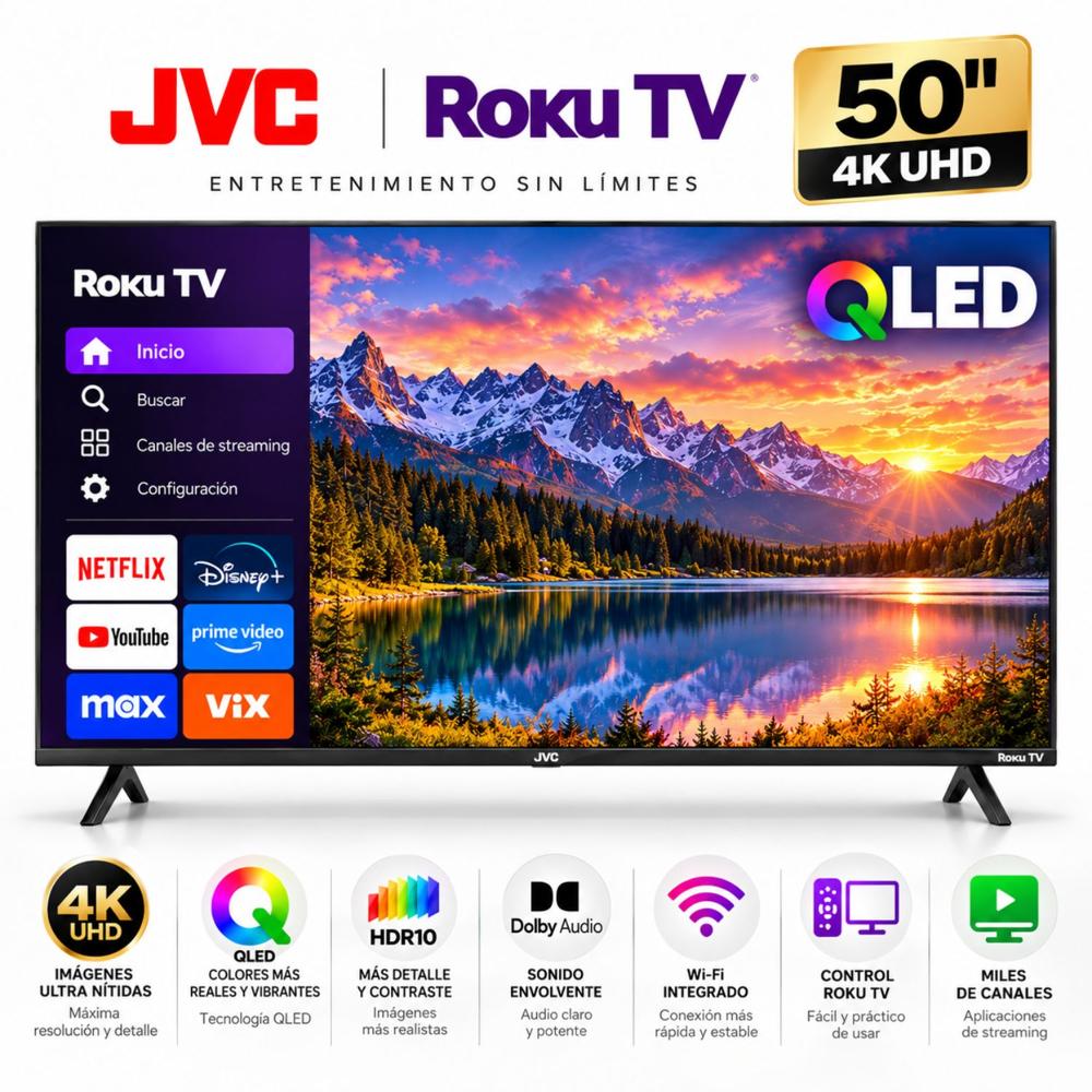Televisor Jvc 50 pulgadas Qled 4K Uhd Roku Tv Lt-50Kb765