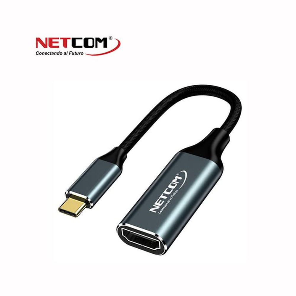 ADAPTADOR DE USB 3.1 TIPO C MACHO A HDMI HEMBRA ULTRA HD 4K A 60HZ ALUMINIO NETCOM